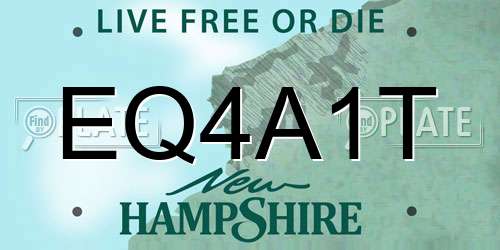 EQ4A1T New Hampshire License Plate