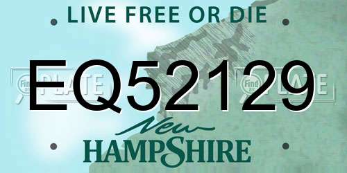 EQ52129 New Hampshire License Plate