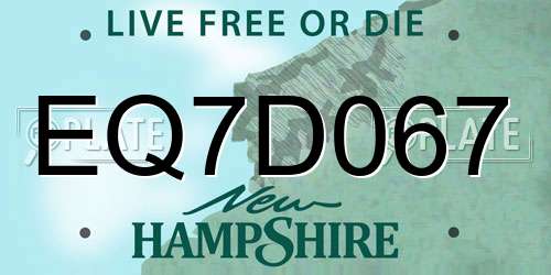 EQ7D067 New Hampshire License Plate