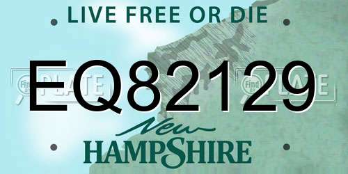 EQ82129 New Hampshire License Plate