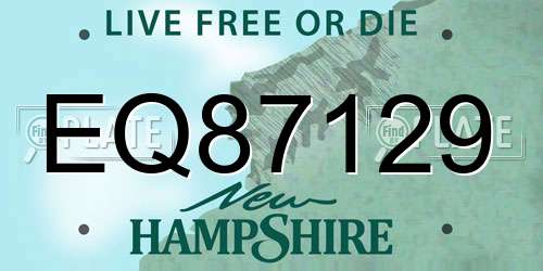 EQ87129 New Hampshire License Plate