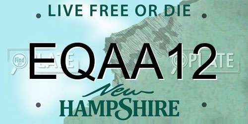 EQAA12 New Hampshire License Plate