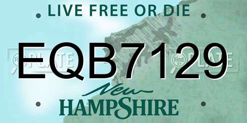 EQB7129 New Hampshire License Plate
