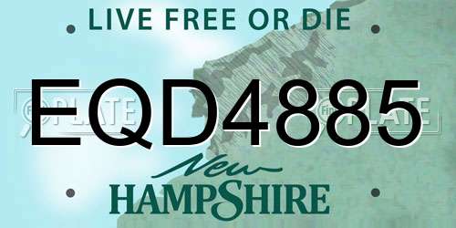 EQD4885 New Hampshire License Plate
