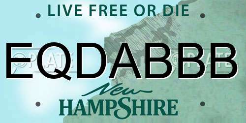 EQDABBB New Hampshire License Plate