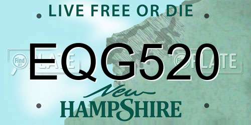 EQG520 New Hampshire License Plate