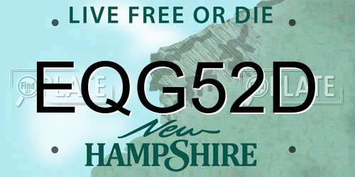 EQG52D New Hampshire License Plate