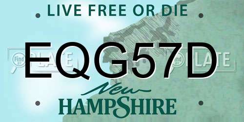 EQG57D New Hampshire License Plate