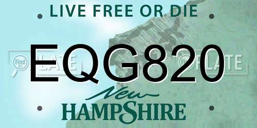 EQG820 New Hampshire License Plate