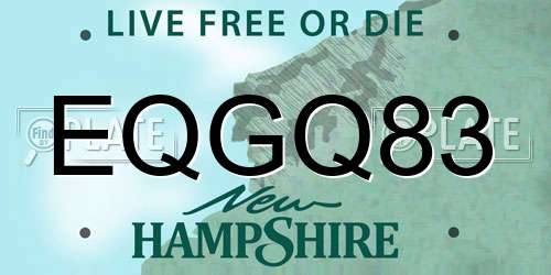 EQGQ83 New Hampshire License Plate