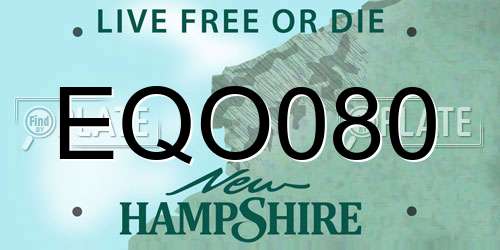 EQO080 New Hampshire License Plate