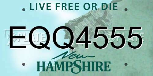 EQQ4555 New Hampshire License Plate