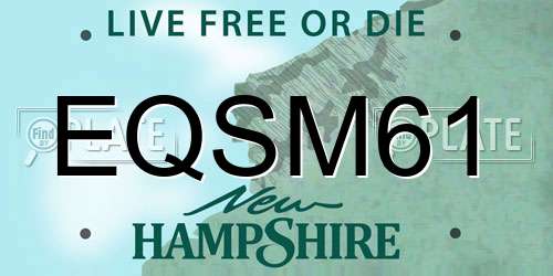 EQSM61 New Hampshire License Plate