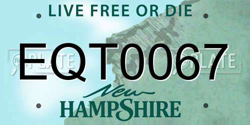 EQT0067 New Hampshire License Plate