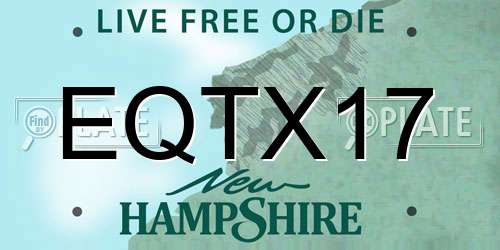 EQTX17 New Hampshire License Plate