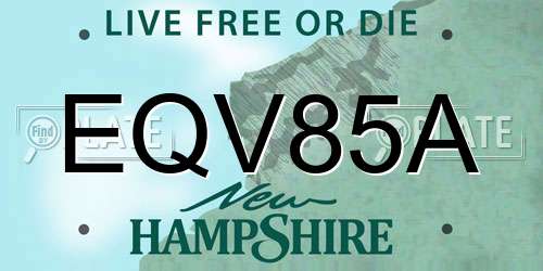 EQV85A New Hampshire License Plate