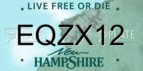 EQZX12 New Hampshire License Plate