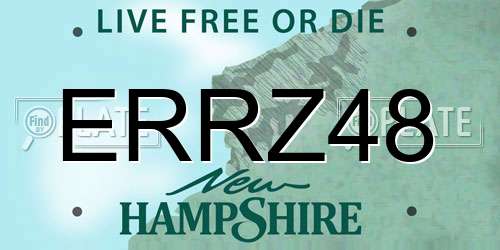 ERRZ48 New Hampshire License Plate