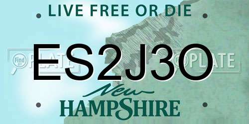 ES2J3O New Hampshire License Plate