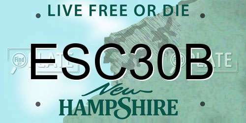 ESC30B New Hampshire License Plate