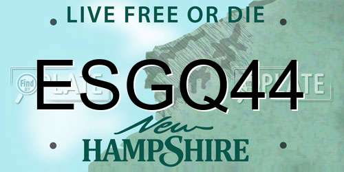 ESGQ44 New Hampshire License Plate