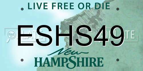 ESHS49 New Hampshire License Plate