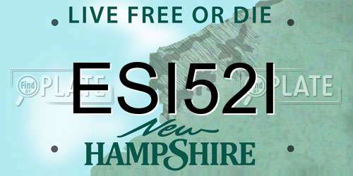 ESI52I New Hampshire License Plate