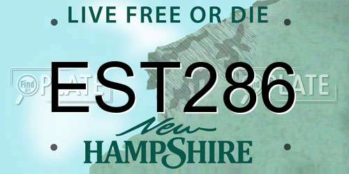 EST286 New Hampshire License Plate