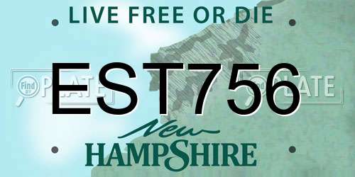 EST756 New Hampshire License Plate