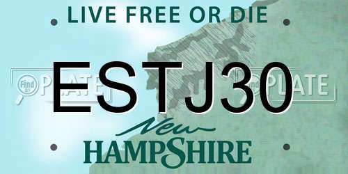 ESTJ30 New Hampshire License Plate