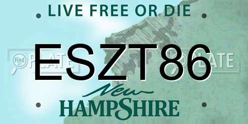 ESZT86 New Hampshire License Plate