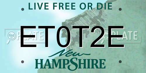 ET0T2E New Hampshire License Plate