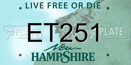 ET251 New Hampshire License Plate