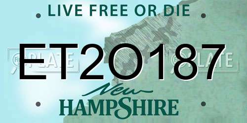 ET2O187 New Hampshire License Plate