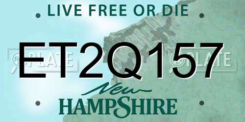 ET2Q157 New Hampshire License Plate
