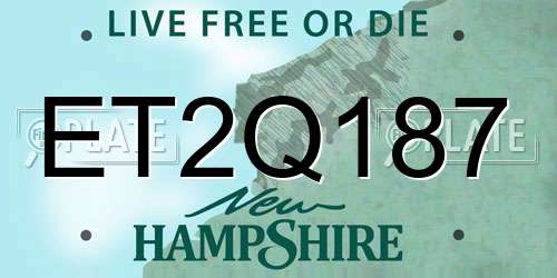 ET2Q187 New Hampshire License Plate