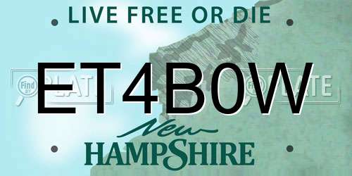 ET4B0W New Hampshire License Plate
