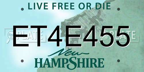 ET4E455 New Hampshire License Plate