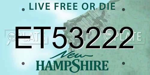 ET53222 New Hampshire License Plate