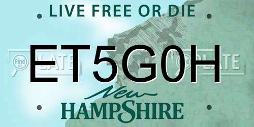 ET5G0H New Hampshire License Plate