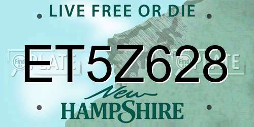 ET5Z628 New Hampshire License Plate