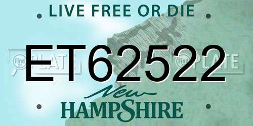 ET62522 New Hampshire License Plate