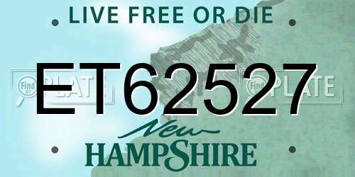 ET62527 New Hampshire License Plate