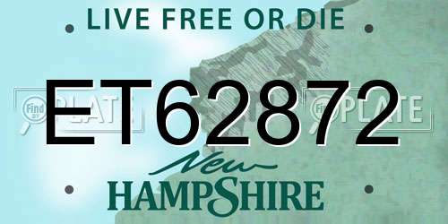 ET62872 New Hampshire License Plate