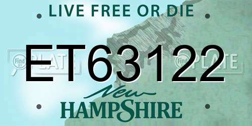 ET63122 New Hampshire License Plate
