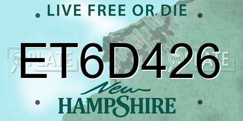 ET6D426 New Hampshire License Plate