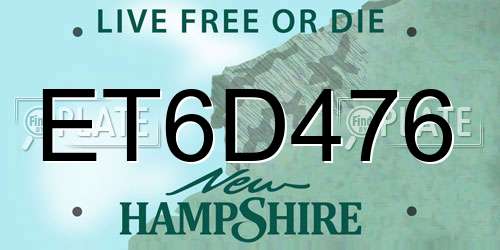 ET6D476 New Hampshire License Plate