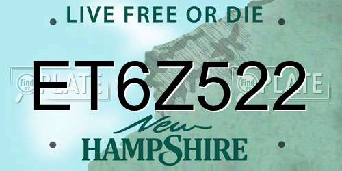 ET6Z522 New Hampshire License Plate