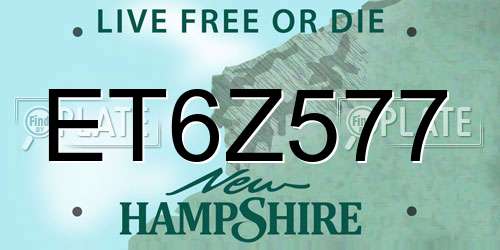 ET6Z577 New Hampshire License Plate