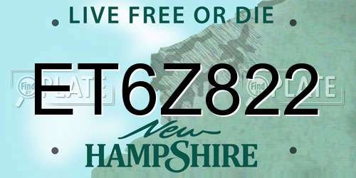 ET6Z822 New Hampshire License Plate